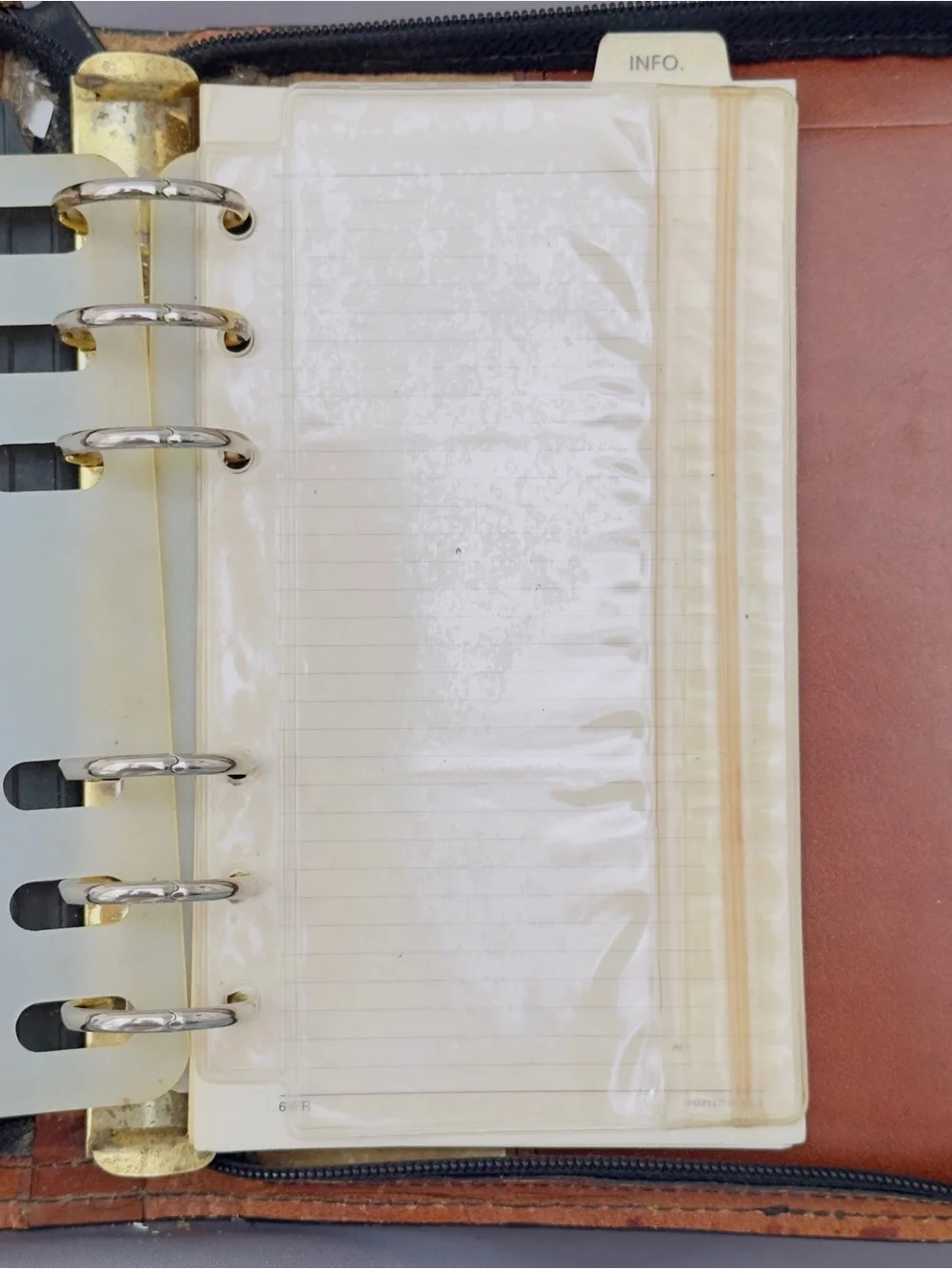 Embossed Croc-Texture Leather Address Planner Brown Zip, Vintage, 6 Ring Binder